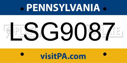 LSG9087 Pennsylvania License Plate