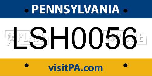 LSH0056 Pennsylvania License Plate
