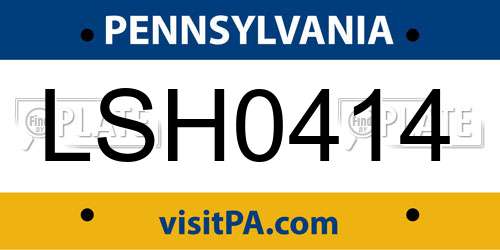 LSH0414 Pennsylvania License Plate