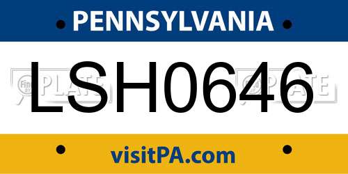 LSH0646 Pennsylvania License Plate
