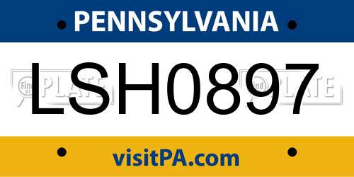 LSH0897 Pennsylvania License Plate