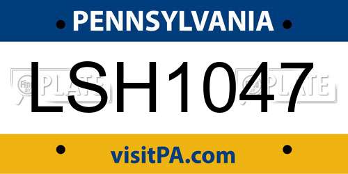 LSH1047 Pennsylvania License Plate