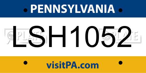 LSH1052 Pennsylvania License Plate
