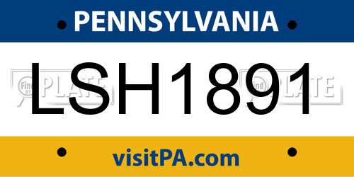 LSH1891 Pennsylvania License Plate