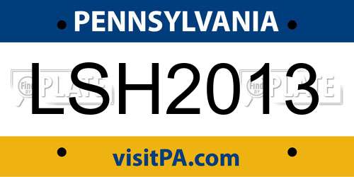 LSH2013 Pennsylvania License Plate