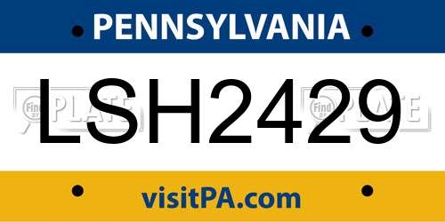 LSH2429 Pennsylvania License Plate