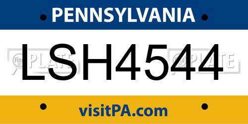 LSH4544 Pennsylvania License Plate