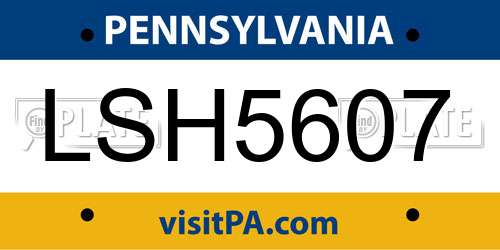 LSH5607 Pennsylvania License Plate