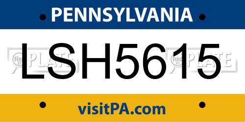 LSH5615 Pennsylvania License Plate