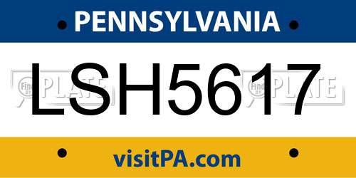 LSH5617 Pennsylvania License Plate