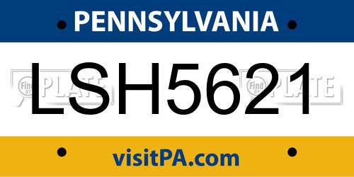 LSH5621 Pennsylvania License Plate