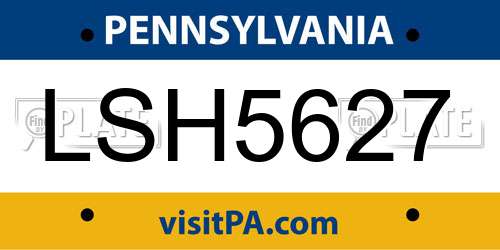 LSH5627 Pennsylvania License Plate