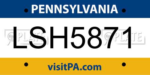 LSH5871 Pennsylvania License Plate