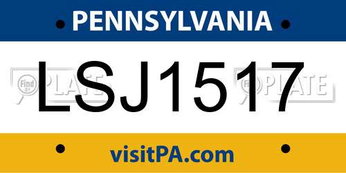 LSJ1517 Pennsylvania License Plate