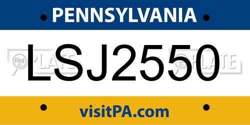 LSJ2550 Pennsylvania License Plate