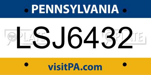 LSJ6432 Pennsylvania License Plate