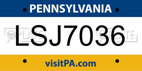 LSJ7036 Pennsylvania License Plate