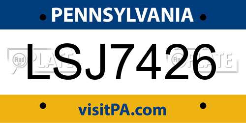 LSJ7426 Pennsylvania License Plate