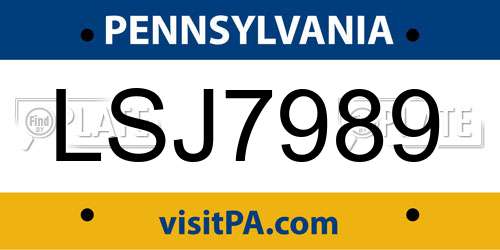 LSJ7989 Pennsylvania License Plate