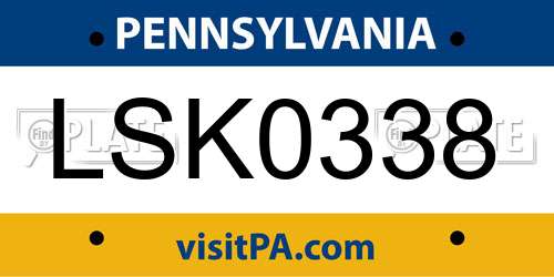LSK0338 Pennsylvania License Plate