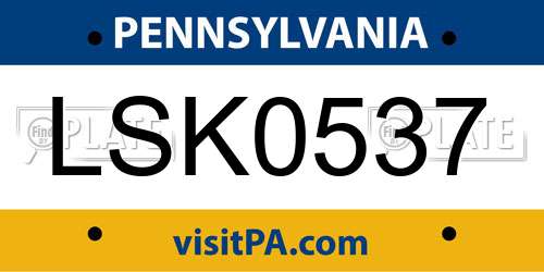 LSK0537 Pennsylvania License Plate