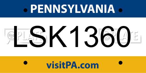 LSK1360 Pennsylvania License Plate