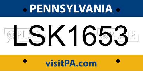 LSK1653 Pennsylvania License Plate
