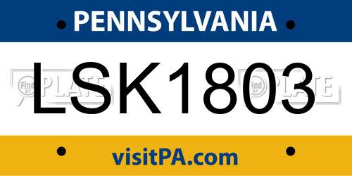 LSK1803 Pennsylvania License Plate