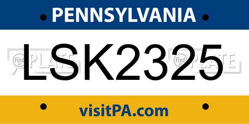 LSK2325 Pennsylvania License Plate