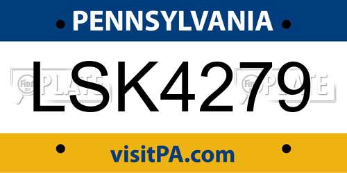 LSK4279 Pennsylvania License Plate
