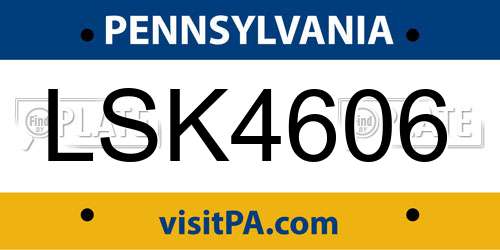 LSK4606 Pennsylvania License Plate