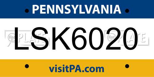 LSK6020 Pennsylvania License Plate