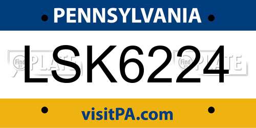 LSK6224 Pennsylvania License Plate