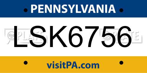 LSK6756 Pennsylvania License Plate
