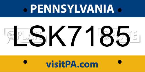 LSK7185 Pennsylvania License Plate