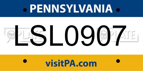 LSL0907 Pennsylvania License Plate