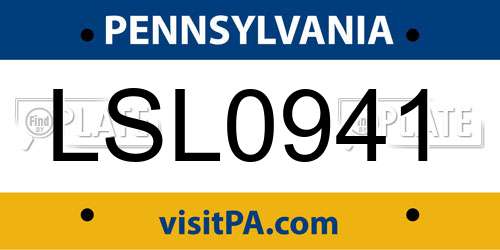 LSL0941 Pennsylvania License Plate