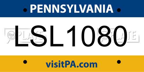 LSL1080 Pennsylvania License Plate