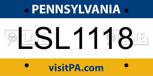 LSL1118 Pennsylvania License Plate
