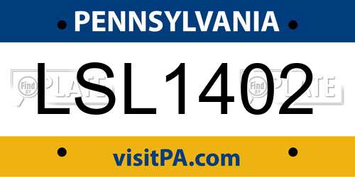 LSL1402 Pennsylvania License Plate