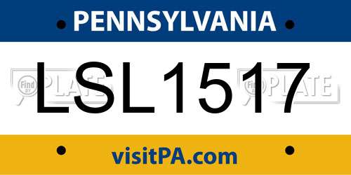 LSL1517 Pennsylvania License Plate