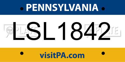 LSL1842 Pennsylvania License Plate
