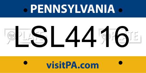 LSL4416 Pennsylvania License Plate