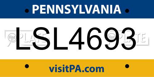 LSL4693 Pennsylvania License Plate