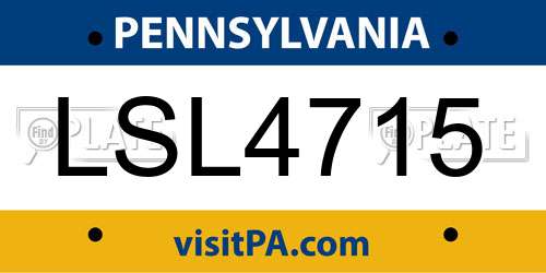 LSL4715 Pennsylvania License Plate