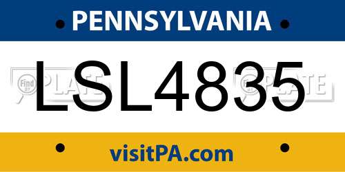 LSL4835 Pennsylvania License Plate