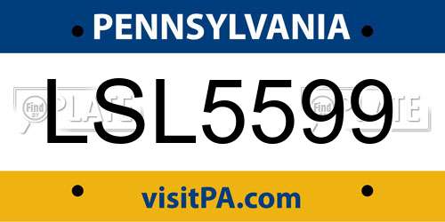 LSL5599 Pennsylvania License Plate