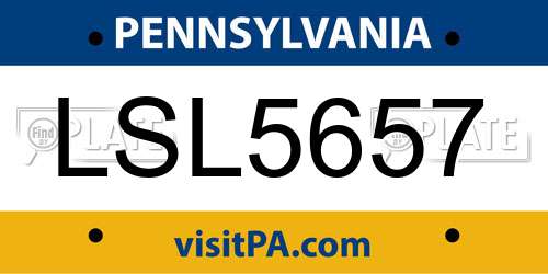 LSL5657 Pennsylvania License Plate