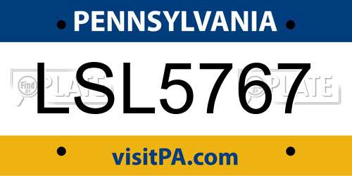 LSL5767 Pennsylvania License Plate