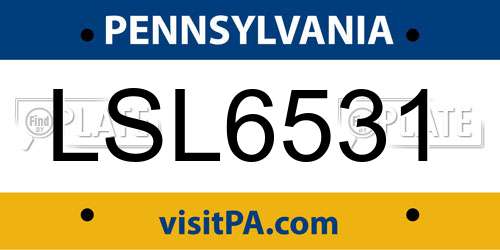 LSL6531 Pennsylvania License Plate